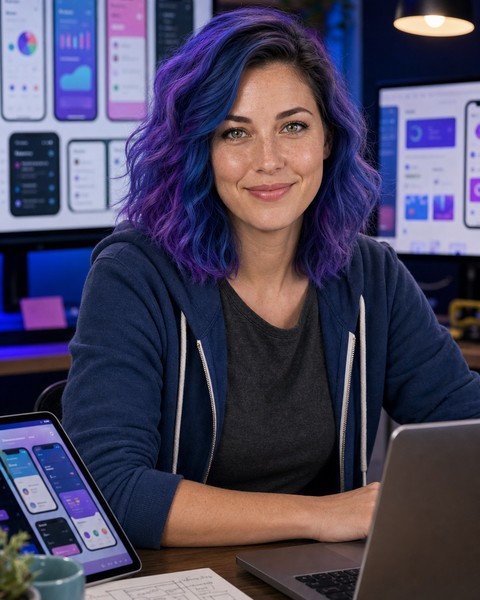Fiona Flutter AI coding persona portrait