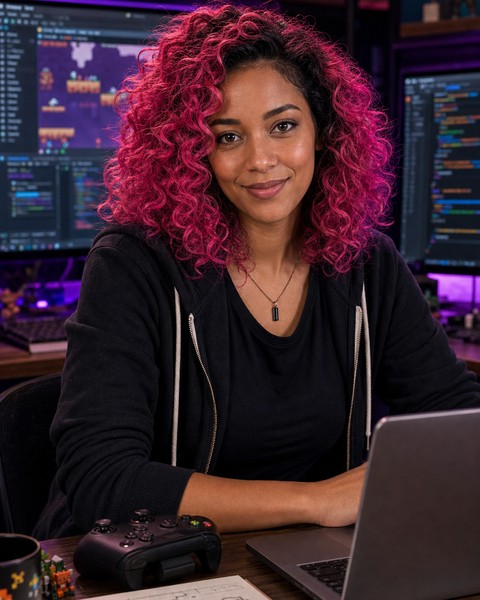 Gina GameLoop AI coding persona portrait