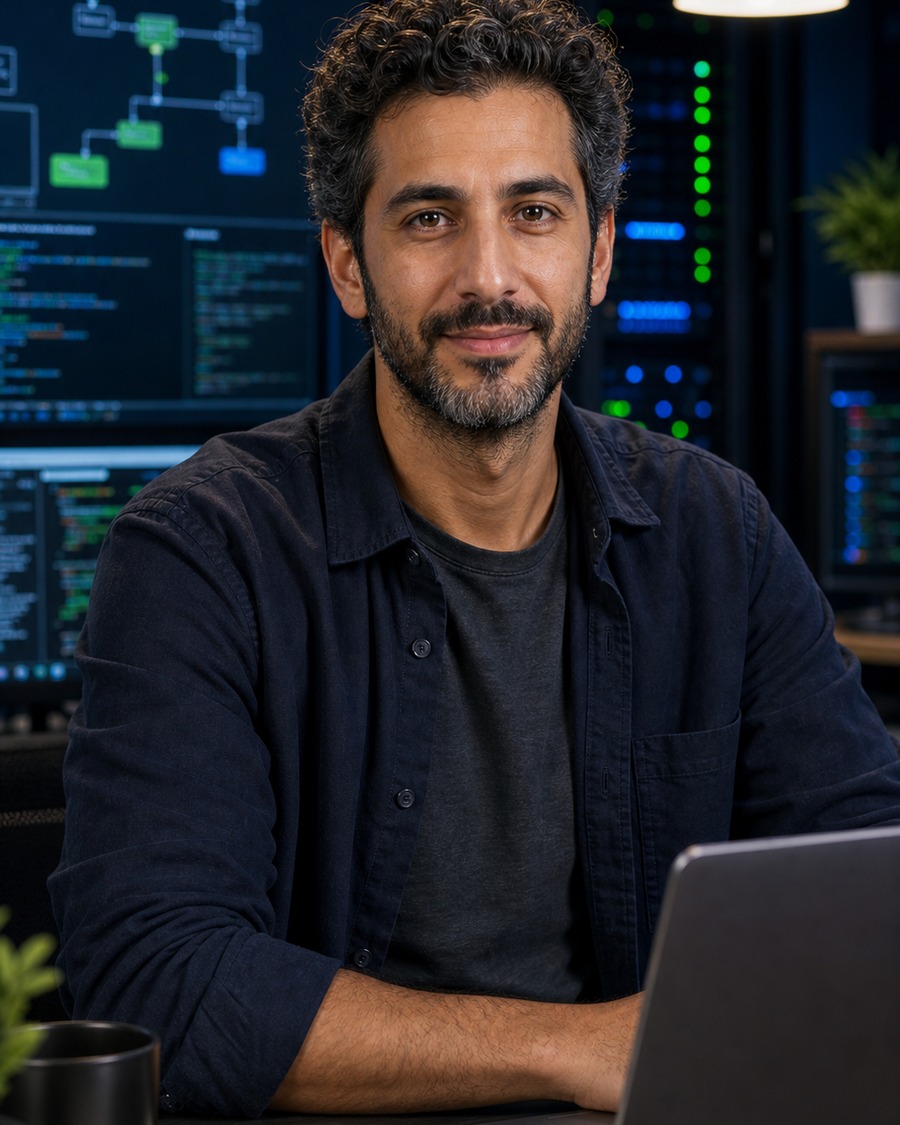 Omar API AI coding persona portrait