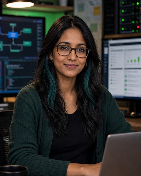 Priya Django AI coding persona portrait