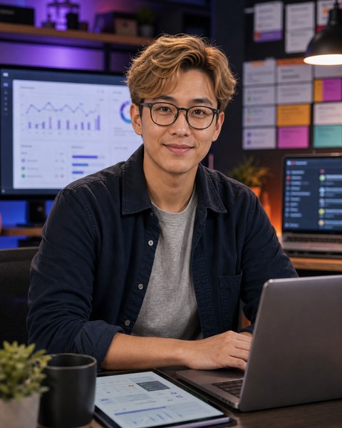 Sam SaaS AI coding persona portrait