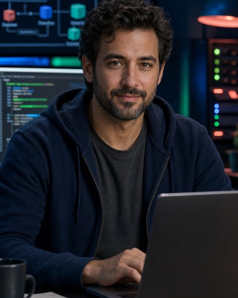 Captain Docker AI coding persona portrait