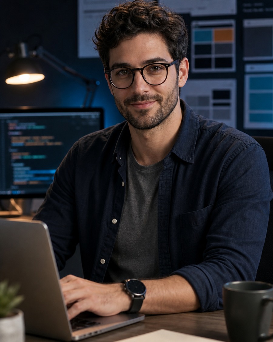 Ethan Flexbox AI coding persona portrait