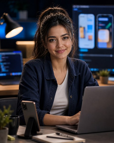 Fiona Flutter AI coding persona portrait