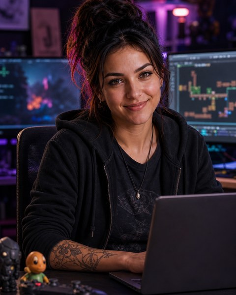 Gina GameLoop AI coding persona portrait