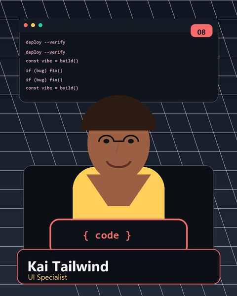 Kai Tailwind AI coding persona portrait