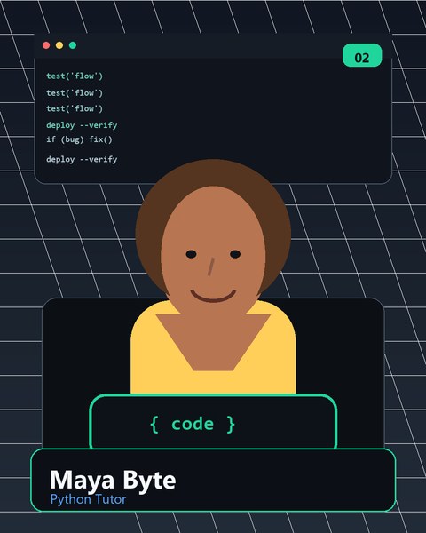 Maya Byte AI coding persona portrait