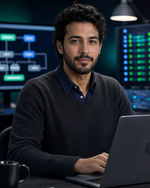 Omar API AI coding persona portrait