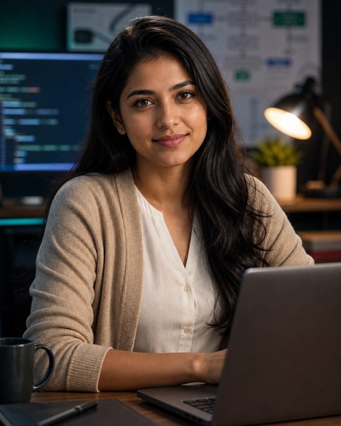 Priya Django AI coding persona portrait